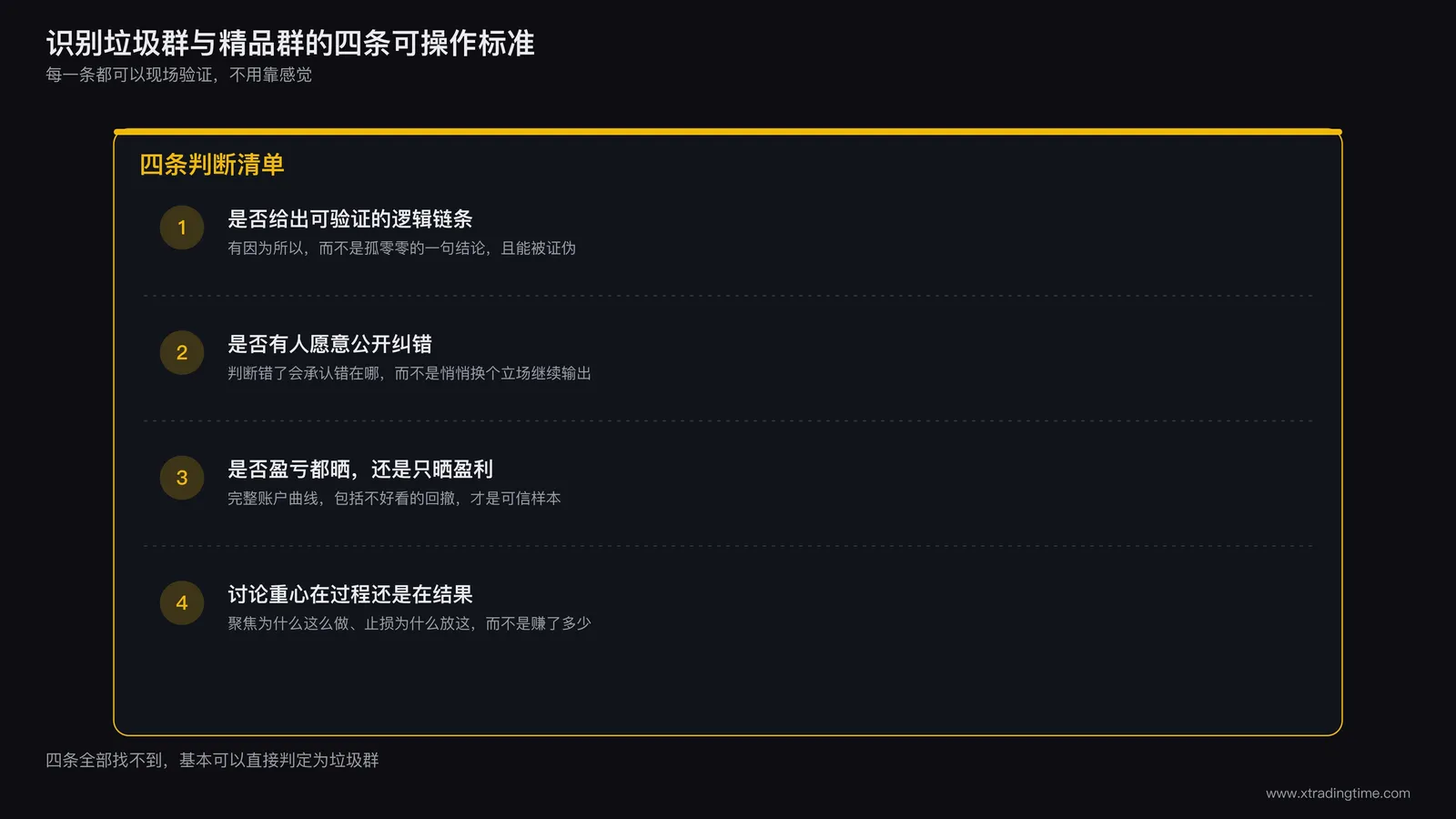 识别垃圾群与精品群的四条可操作判断清单